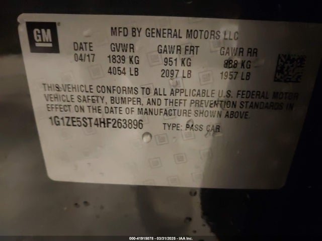 1G1ZE5ST4HF263896 Chevrolet MALIBU 1LT