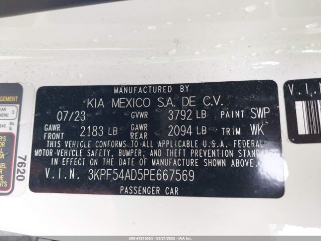 3KPF54AD5PE667569 KIA Forte Gt-line