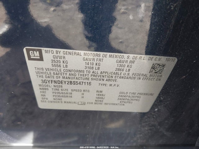 2011 CADILLAC SRX 3GYFNDEY2BS547116 Photo 8