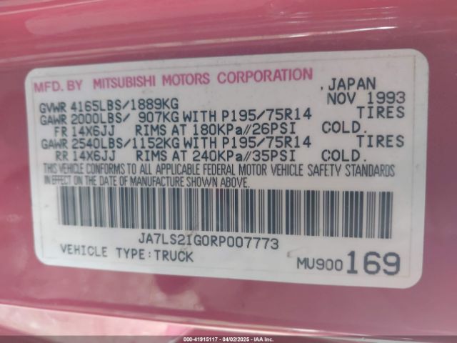 1994 MITSUBISHI MIGHTY MAX JA7LS21G0RP007773 Photo 8