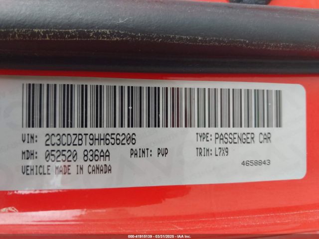 2C3CDZBT9HH656206 Dodge Challenger R/t