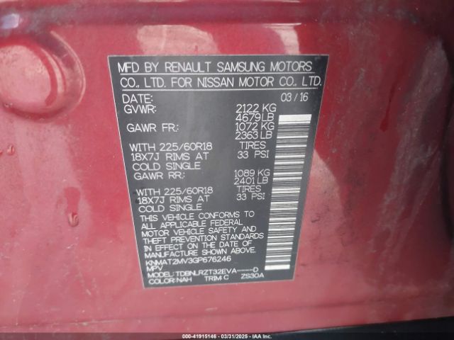 KNMAT2MV3GP676246 Nissan Rogue Sl