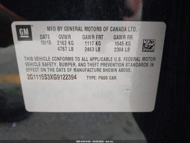 2G1115S3XG9122394 Chevrolet Impala 2lt
