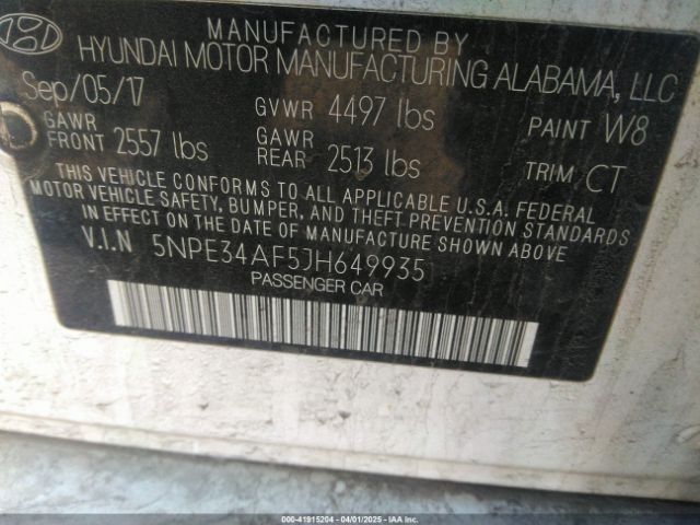 5NPE34AF5JH649935 Hyundai Sonata Limited