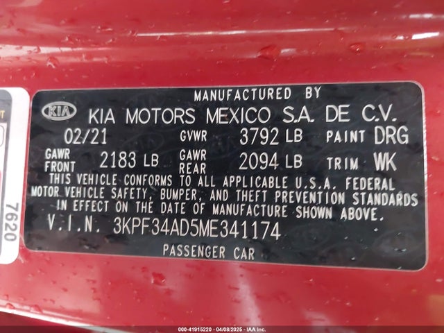 3KPF34AD5ME341174 KIA Forte Gt-line