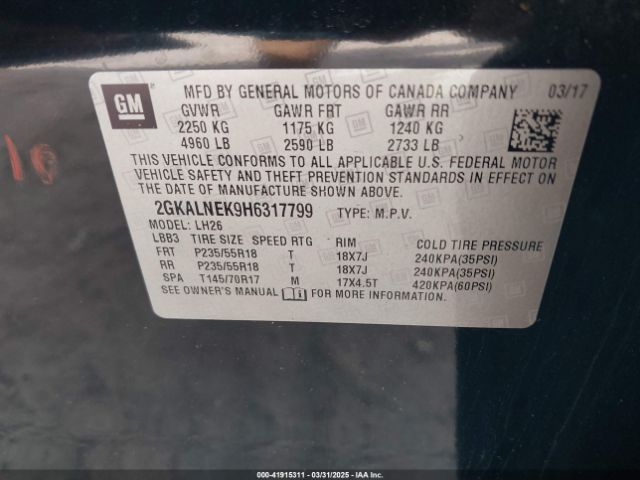 2GKALNEK9H6317799 GMC Terrain Sle-2