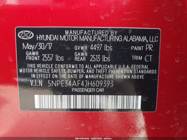 5NPE34AF4JH609393 Hyundai Sonata Sport
