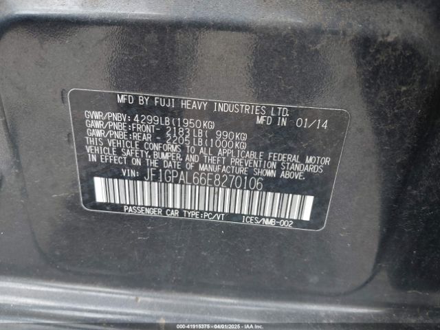 JF1GPAL66E8270106 Subaru Impreza 2.0i Sport Premium