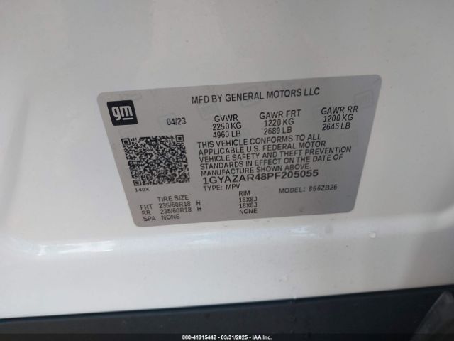 1GYAZAR48PF205055 Cadillac Xt4 Fwd Luxury