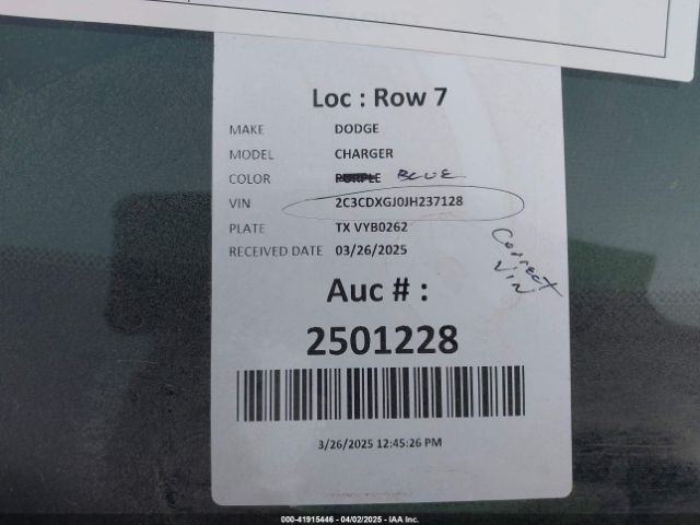 2C3CDXGJ0JH237128 Dodge Charger Daytona 392 Rwd
