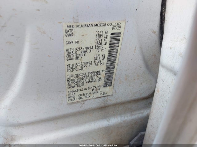1N6AA1EK5KN527049 Nissan TITAN S