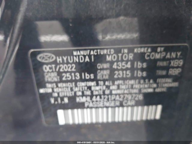 KMHL44J21PA279726 Hyundai Sonata Sel Plus