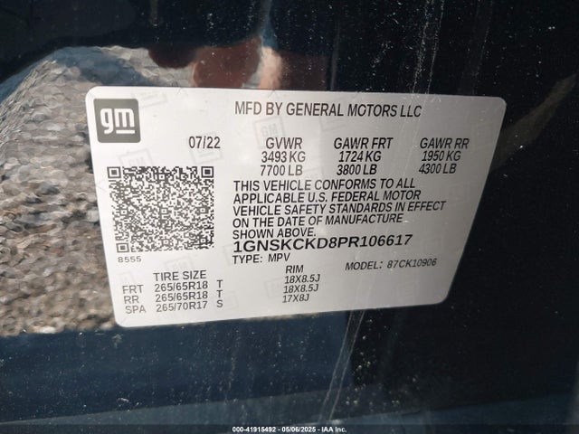 1GNSKCKD8PR106617 Chevrolet Suburban 4wd Lt