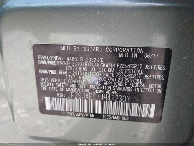 JF2SJAEC7JH422303 Subaru Forester 2.5i Premium