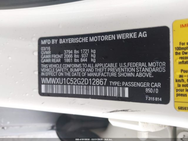 WMWXU1C52G2D12867 Mini Hardtop Cooper