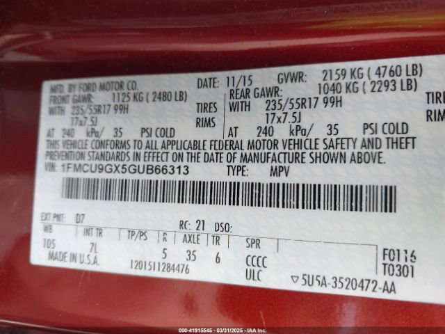 2016 FORD ESCAPE 1FMCU9GX5GUB66313 Photo 8