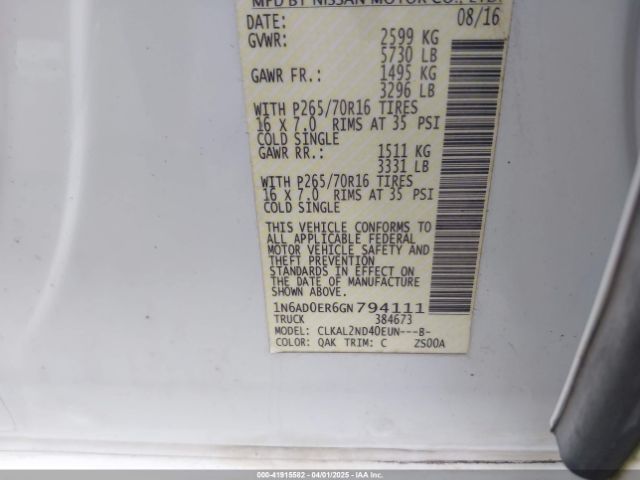 1N6AD0ER6GN794111 Nissan Frontier Sv