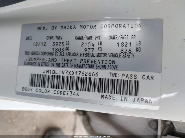 Продаж на аукціоні авто 2013 Mazda Mazda3 I Touring, vin: JM1BL1V7XD1762666, номер лоту: 41915630