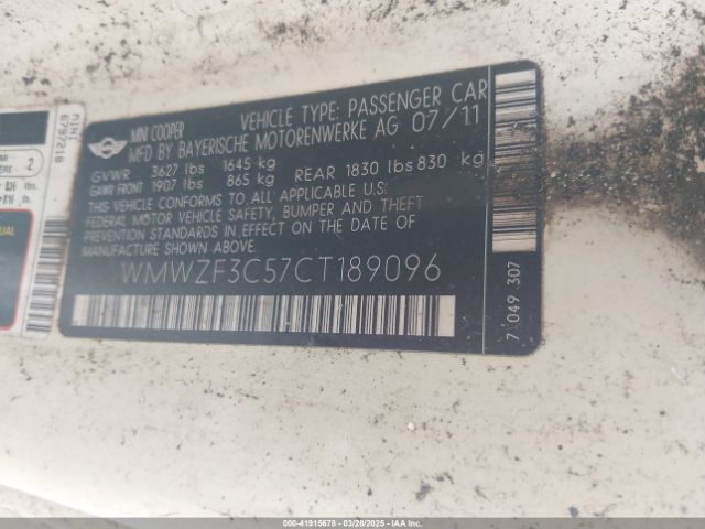 2012 MINI COOPER CLUBMAN WMWZF3C57CT189096 Photo 8
