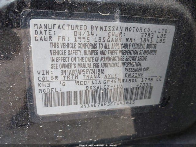 3N1AB7AP5EY241815 Nissan SENTRA S