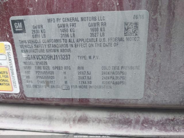5GAKVCKD9HJ113237 Buick Enclave Premium