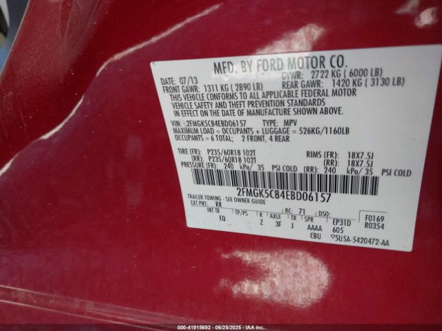 2FMGK5C84EBD06157 Ford Flex