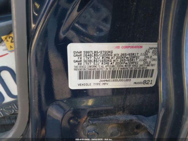 2005 MITSUBISHI MONTERO JA4MW51S55J001203 Photo 8