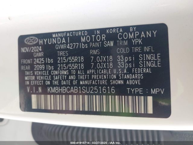 KM8HBCAB1SU251616 Hyundai Kona Sel