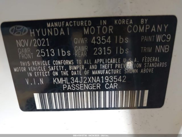 KMHL34J2XNA193542 Hyundai Sonata Limited