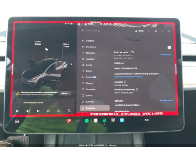 5YJ3E1EB9NF164774 Tesla Model 3 Long Range Dual Motor All-wheel Drive