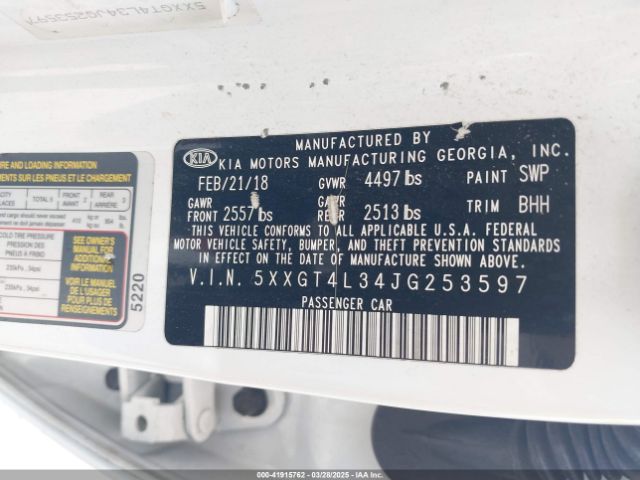 5XXGT4L34JG253597 KIA Optima Lx