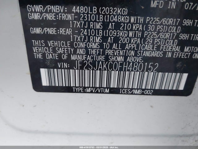 JF2SJAKC0FH480152 Subaru Forester 2.5i Limited