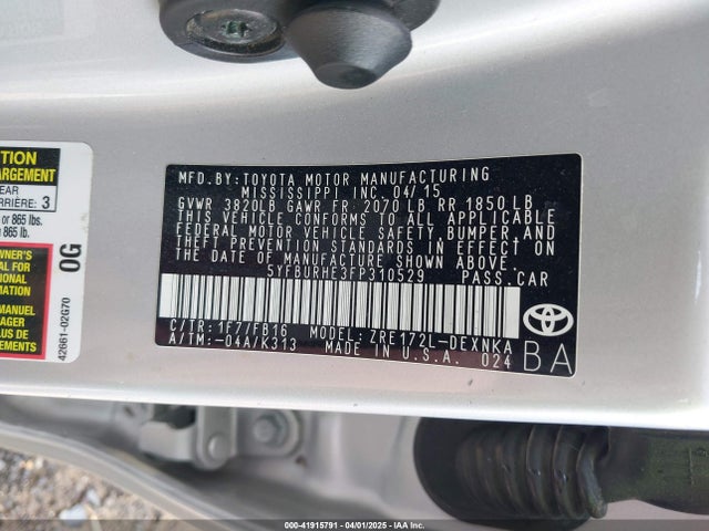 Toyota COROLLA LE 2015 5YFBURHE3FP310529 Image 9