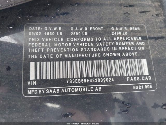 2003 SAAB 9-5 YS3EB59E333009024 Photo 8