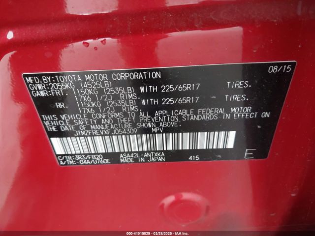 JTMZFREVXFJ054309 Toyota RAV4 LE