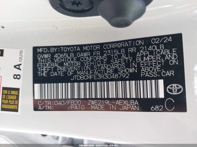 Toyota Corolla Hybrid Le 2024 JTDBCMFE3R3048792 Image 9