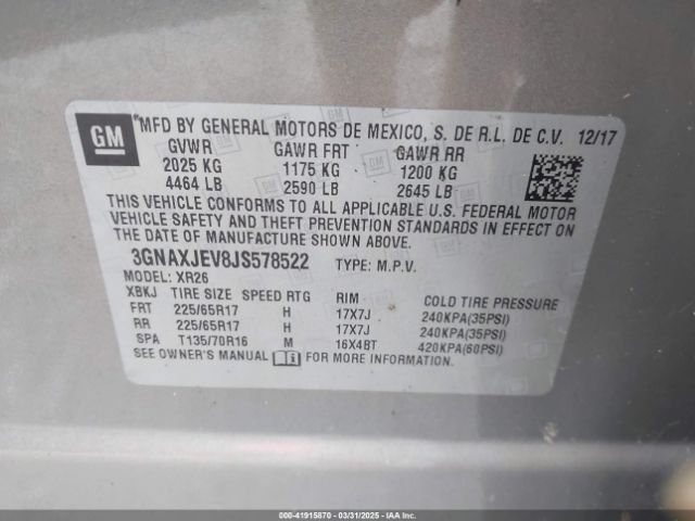 2018 CHEVROLET EQUINOX 3GNAXJEV8JS578522 Photo 8