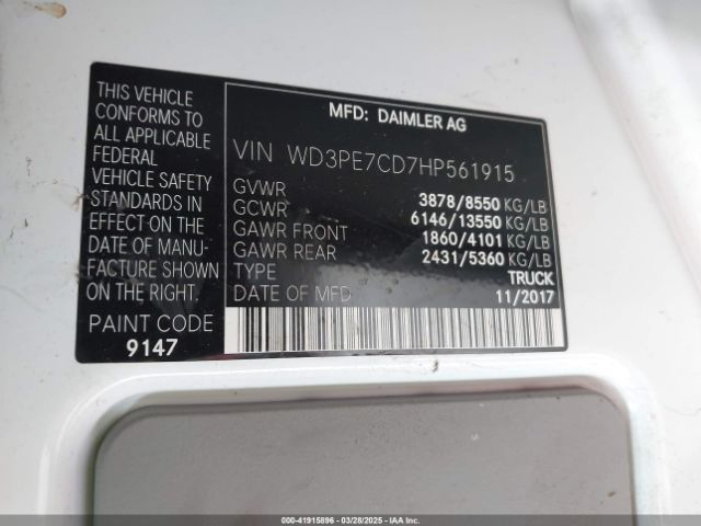 WD3PE7CD7HP561915 Mercedes-Benz Sprinter 2500 Standard Roof V6