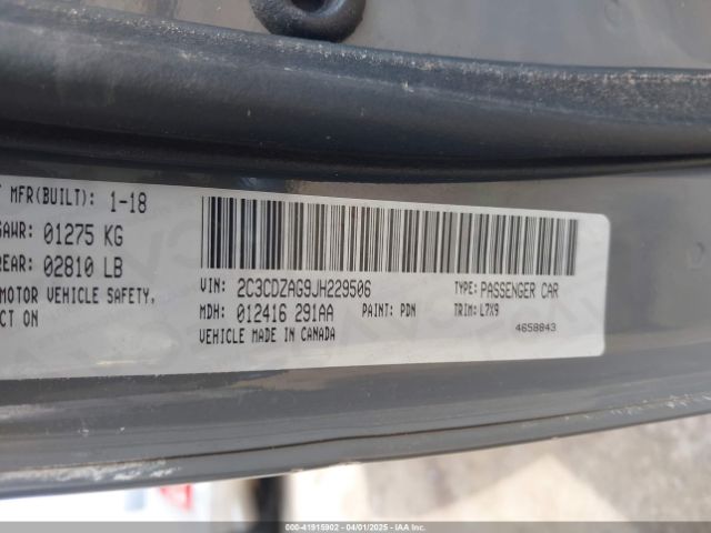 2C3CDZAG9JH229506 Dodge Challenger Sxt