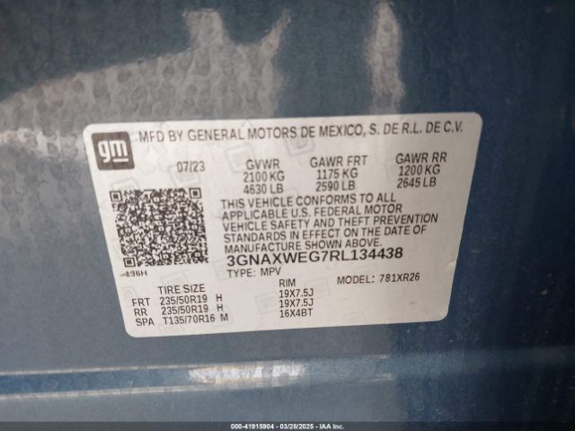 3GNAXWEG7RL134438 Chevrolet Equinox Awd Rs