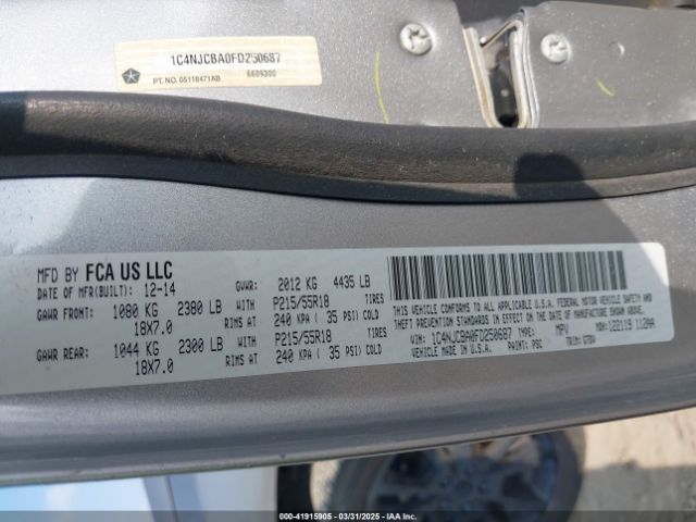 1C4NJCBA0FD250687 Jeep Compass Altitude Edition