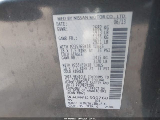 5N1AL0MM4EC500768 Infiniti QX60
