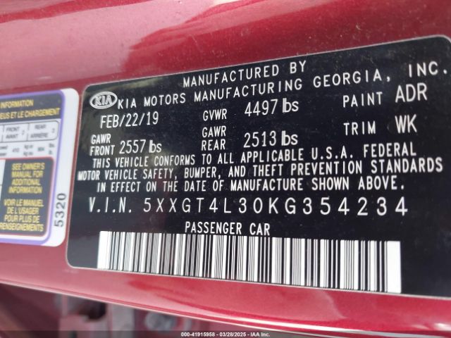 5XXGT4L30KG354234 KIA gdi