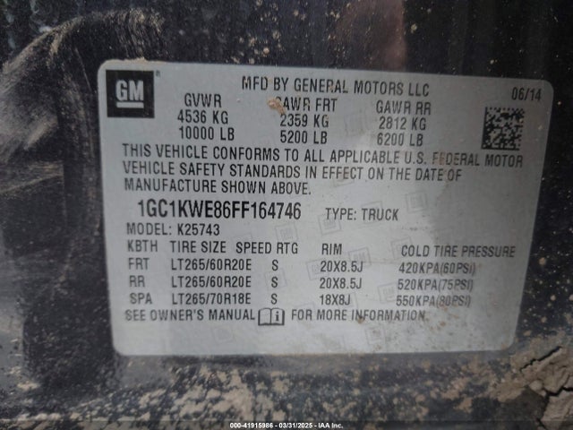 Chevrolet Silverado 2500hd Ltz 2015 1GC1KWE86FF164746 Image 9