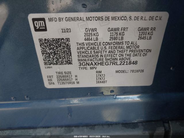3GNAXHEG7RL221848 Chevrolet Equinox Fwd Ls