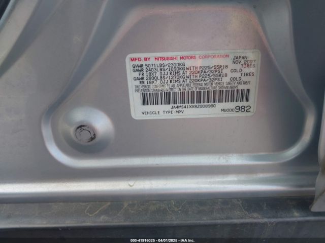 2008 MITSUBISHI OUTLANDER JA4MS41XX8Z008980 Photo 8