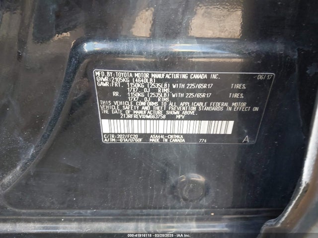 41916118 :رقم المزاد ، 2T3RFREVXHW663758 vin ، 2017 Toyota Rav4 Xle مزاد بيع