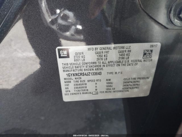 1GYKNCRS4JZ133643 Cadillac XT5 LUXURY