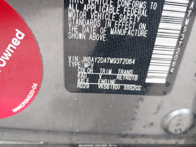 JN8AY2DA7M9372064 Nissan Armada Platinum 2wd