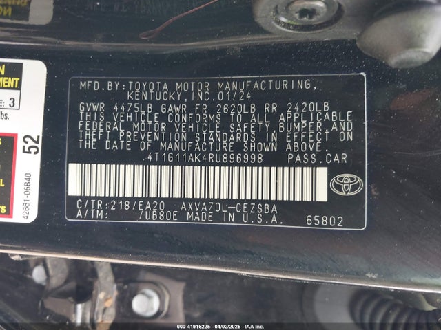 4T1G11AK4RU896998 Toyota CAMRY SE
